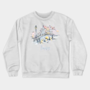 Scenic city view of Bruges canal with beautiful houses Crewneck Sweatshirt